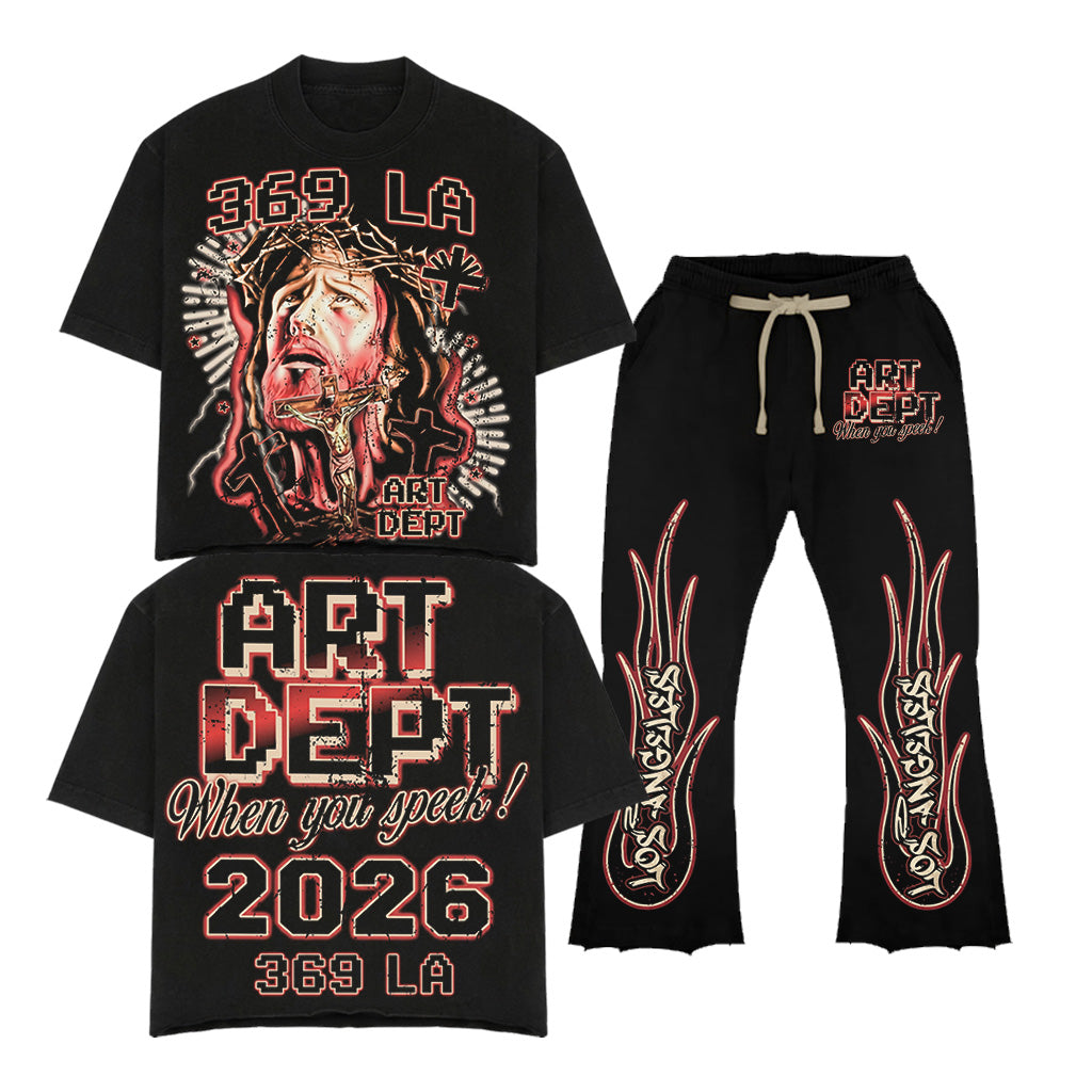 Art Dept T-Shirt & Flare Sweatpants Full Set