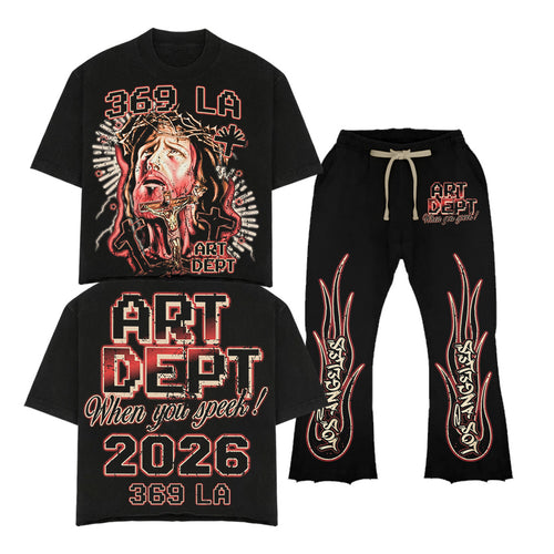 Art Dept T-Shirt & Flare Sweatpants Full Set