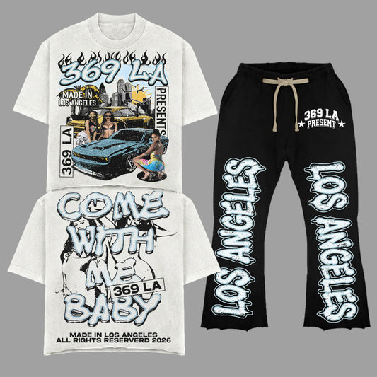 Come  With  Me Baby T-Shirt & Flare Sweatpants Full Set