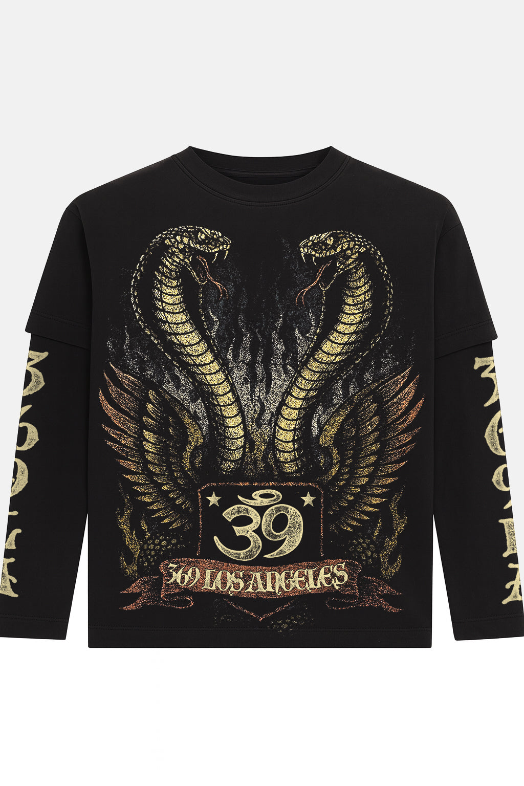 Angel Snake Streetwear Graphic Layered Tee & Flare Sweatpants Set
