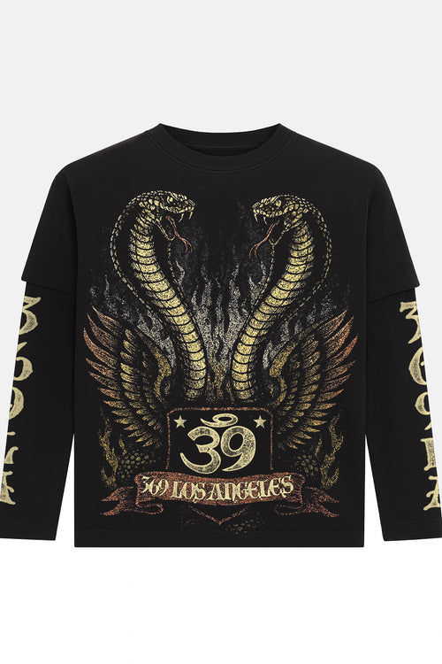 Angel Snake Streetwear Graphic Layered Long-Sleeve T-Shirt