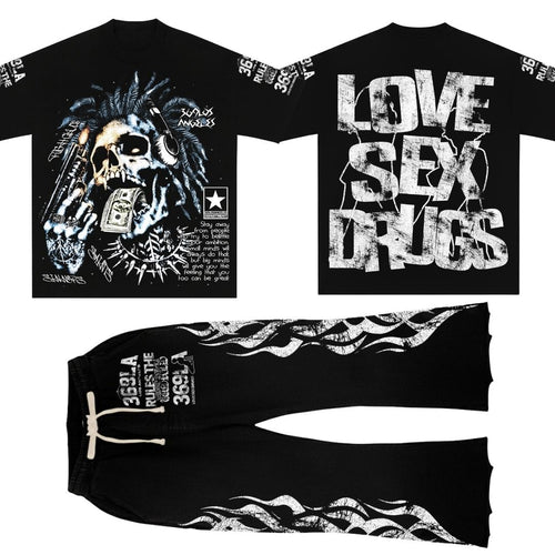 Big Minds Streetwear Graphic T-Shirt & Flare Sweatpants Set
