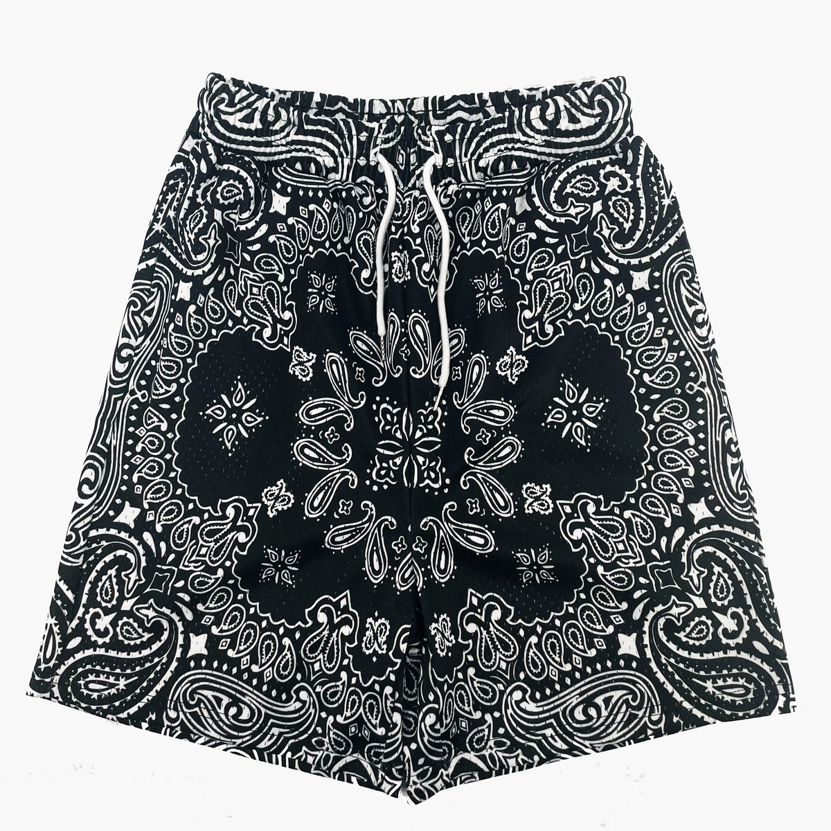 Black Bandana Streetwear Graphic Mesh Shorts