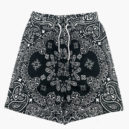 Black Bandana Streetwear Graphic Mesh Shorts