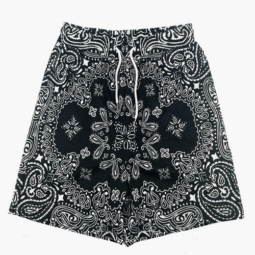 Black Bandana Streetwear Graphic Mesh Shorts