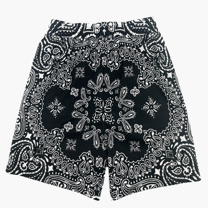 Black Bandana Streetwear Graphic Mesh Shorts
