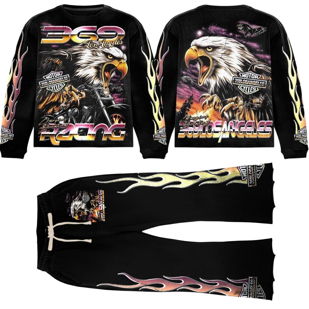 Champion Eagle Long-Sleeve T-Shirt & Flare Sweatpants Full Set