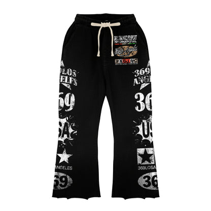 Global Motorsport Streetwear Graphic Long-Sleeve Tee & Flare Sweatpants Set