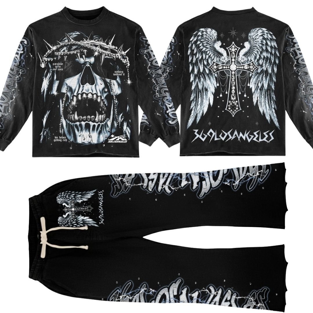 Internal Paradise Long-Sleeve T-Shirt & Flare Sweatpants Full Set