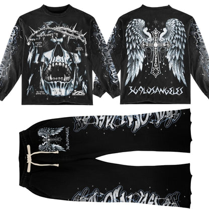 Internal Paradise Long-Sleeve T-Shirt & Flare Sweatpants Full Set