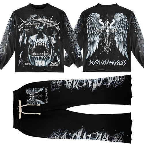 Internal Paradise Long-Sleeve T-Shirt & Flare Sweatpants Full Set