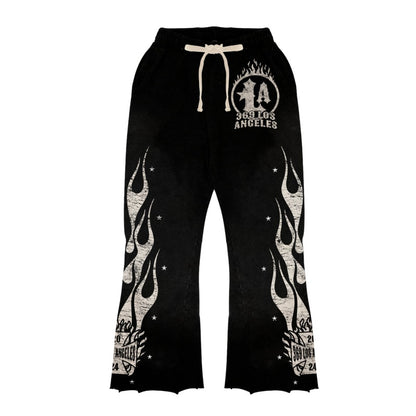Snake Streetwear Graphic Long-Sleeve Tee & Flare Sweatpants Set