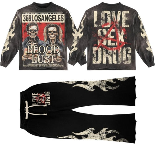 Natural Born Streetwear Graphic Long-Sleeve Tee & Flare Sweatpants Set