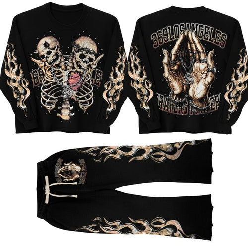 Prayers Long-Sleeve T-Shirt & Flare Sweatpants Full Set