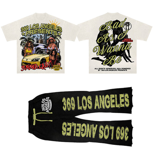 Bad As I Wanna Be Streetwear Graphic T-Shirt & Flare Sweatpants Set