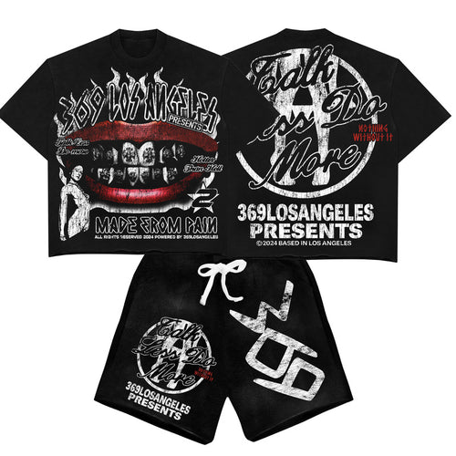 Talk Less Do More Streetwear Graphic T-Shirt & Sweatshorts Set